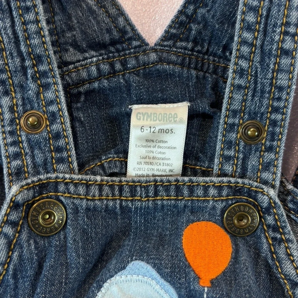 Vintage Gymboree‎ Cargo Overalls 6-12 Months Elephant Embroidery